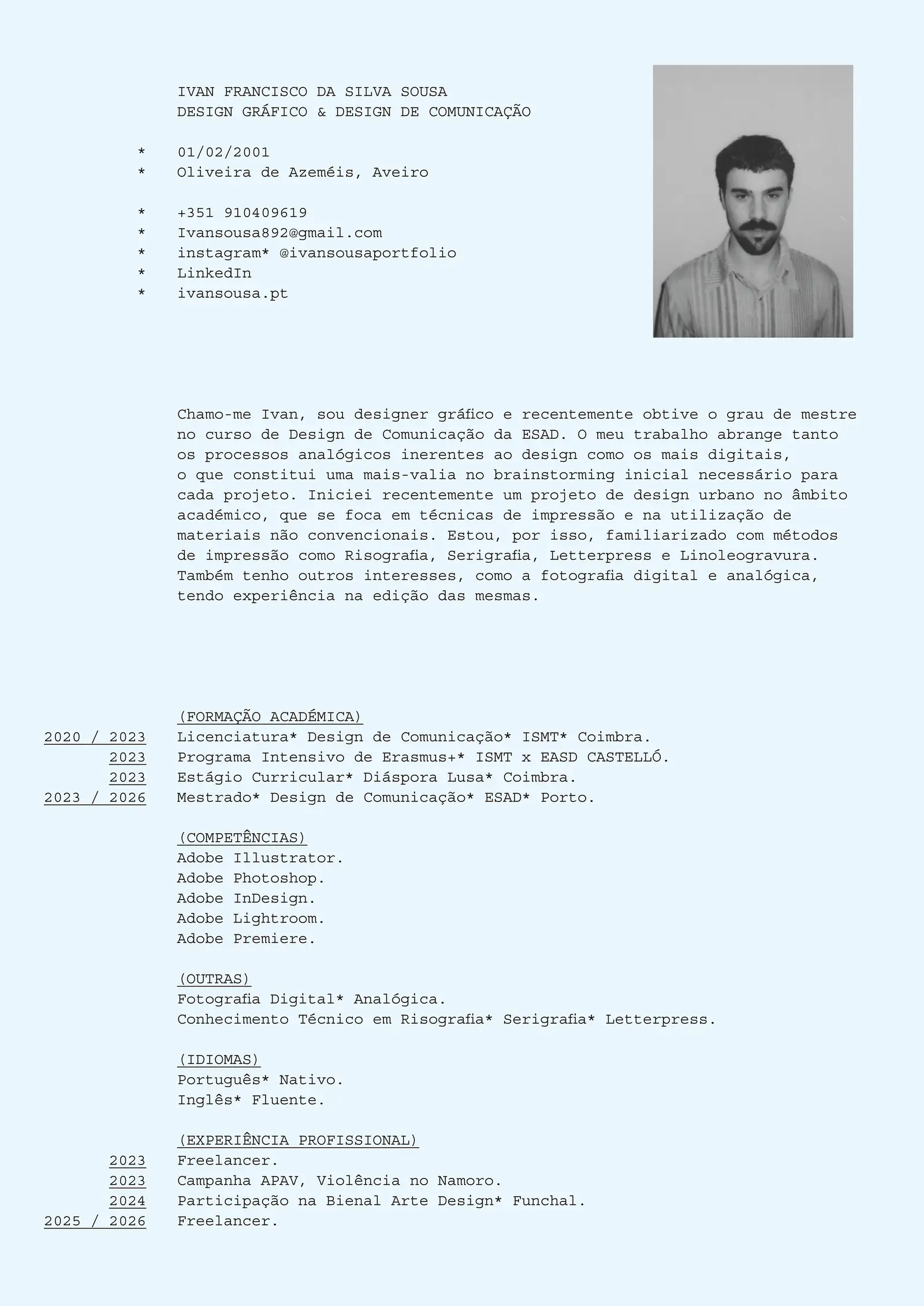 Curriculum Vitae — Ivan Francisco da Silva Sousa